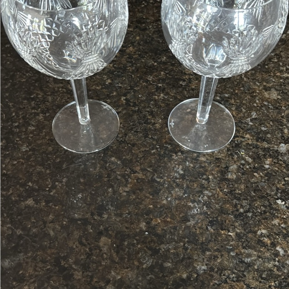 Waterford Clear Crystal Wine Glass Pair